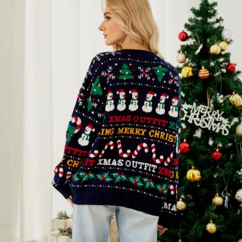 Jersey navideño de mujer con lentejuelas cálido y elegante
