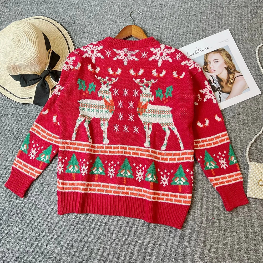 Jerséis de manga larga de estilo navideño para mujer