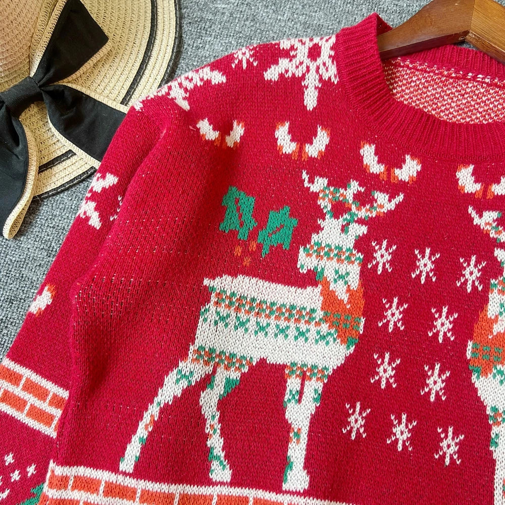 Jerséis de manga larga de estilo navideño para mujer