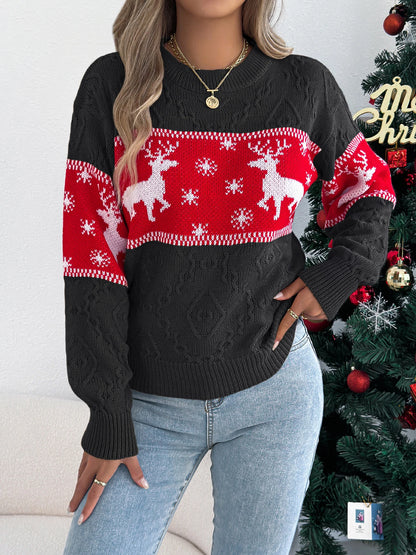 Jersey mujer Navidad copos de nieve y ciervos